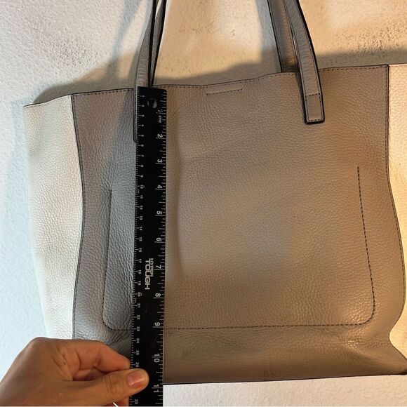 Gemma Large Tri-Color Pebbled Leather Tote black white grey laptop purse bag - Picture 5 of 16